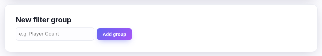 Creating a new filter group